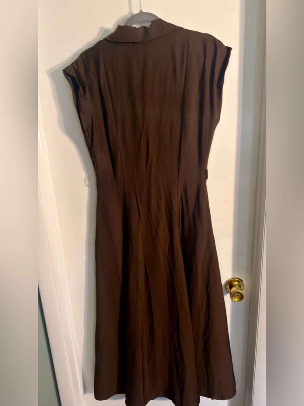 Zara Brown Cap-Sleeve Midi Shirt Dress NWT (small flaw pic 6) - Picture 2 of 8